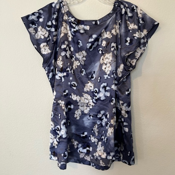 Apt. 9 Blouse Blue & White Floral Blouse XL - Picture 3 of 8